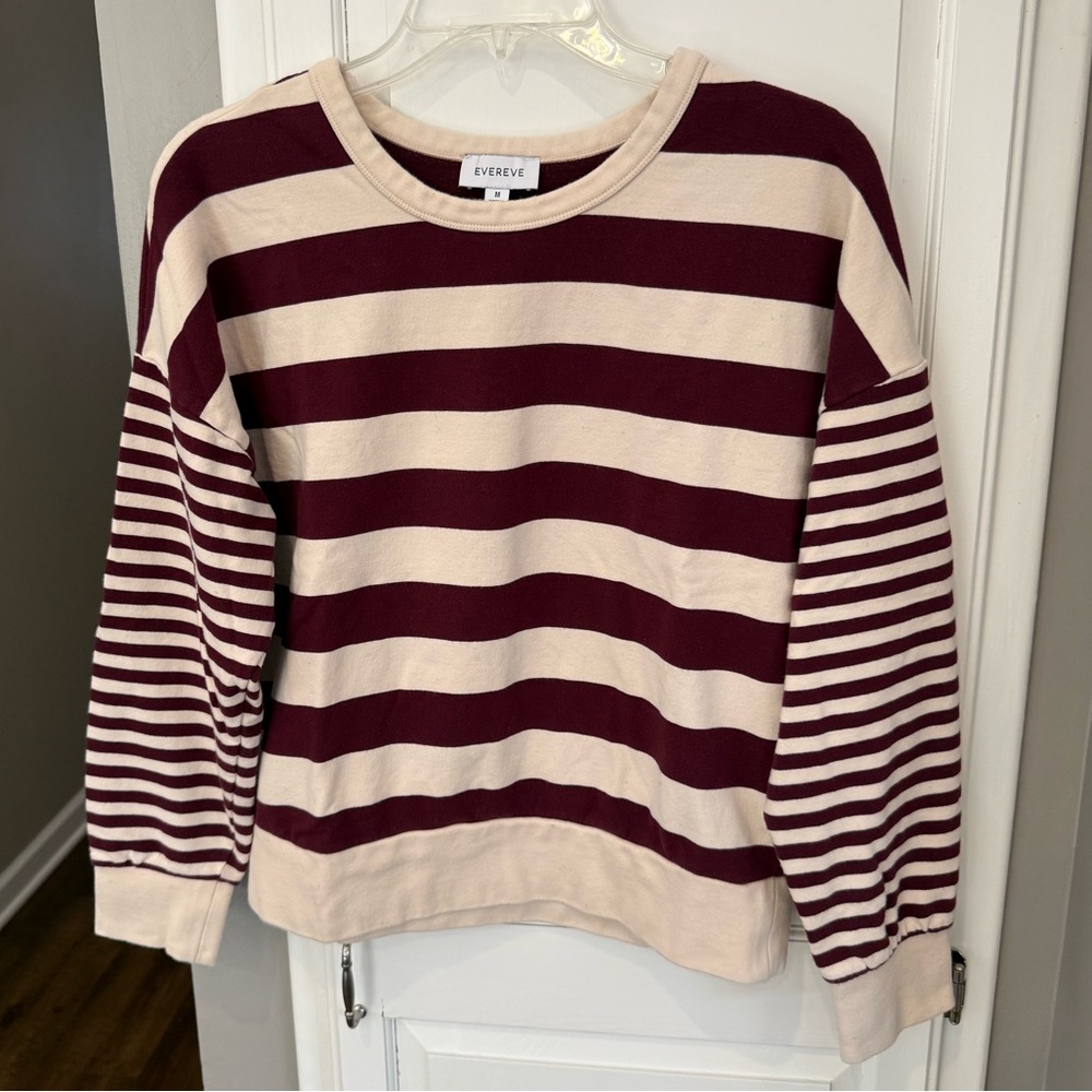Evereve Maroon and Cream Knit Top